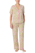 A lady wearing Arizona Long Pj Set In Cheeky Cheetah