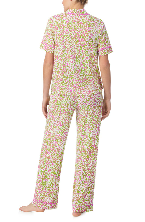 A lady wearing Arizona Long Pj Set In Cheeky Cheetah