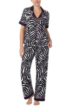 A lady wearing Arizona Long Pj Set In Midnight Palms