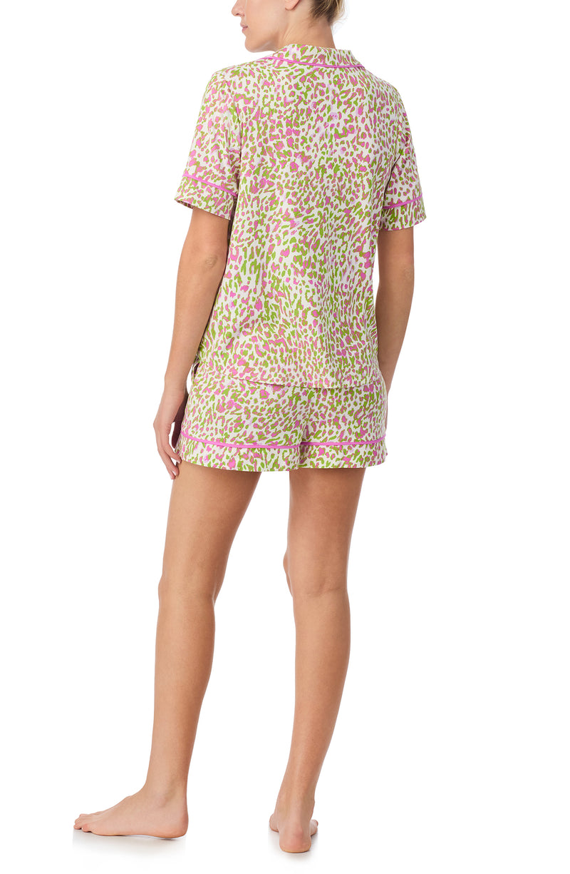 A lady wearing Arizona Short Pj Set In Cheeky Cheetah