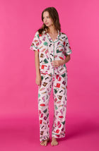 A lady wearing Vienna Knit Pj Set In Shopping Spree print