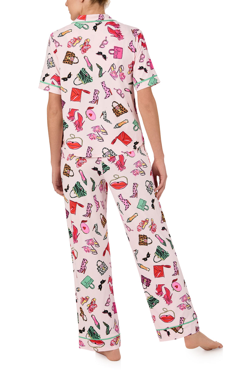 A lady wearing Vienna Knit Pj Set In Shopping Spree print