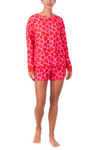 A lady wearing Lorena Knit Short Pj Set In Heartbreaker print