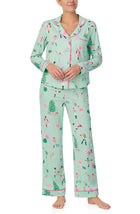 A lady wearing Charlotte Knit Pj Set In Peppermint Ballet print