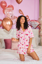 A lady wearing Lola Knit Pj Set In Love Spell