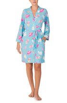 A lady wearing Clara Knit Robe In Lasson In Love