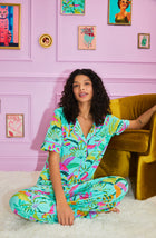 A lady wearing Arizona Long Pj Set In Crocodile Cove