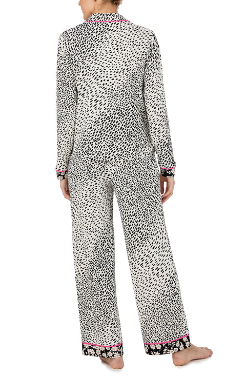 A lady wearing long sleeve Charlotte Knit Pj Set In Spot On print