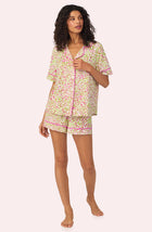 A lady wearing Arizona Short Pj Set In Cheeky Cheetah