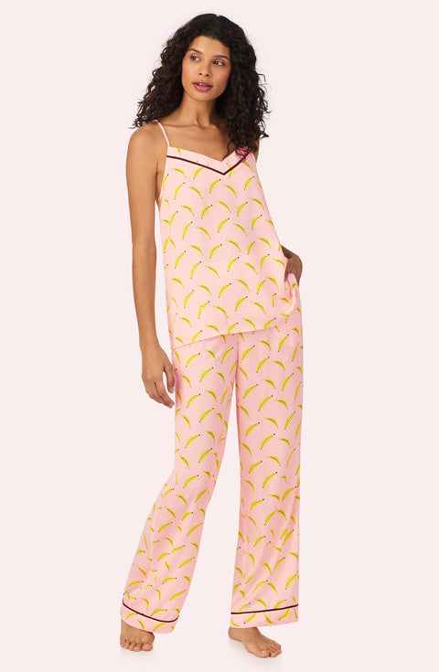 A lady wearing Gabriella Pj Set In Banana Split