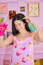 A lady wearing Gabriella Pj Set In Cabana Cocktails